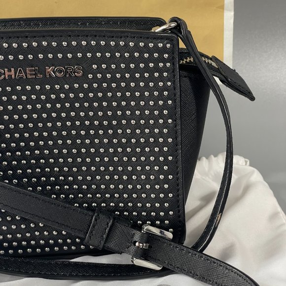 Michael Kors Selma Micro Studded Saffiano Leather Mini Messenger Bag - Picture 4 of 16